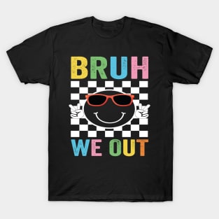 Bruh We Out I'm Leaving End School Retro Rainbow Sunglasses T-Shirt